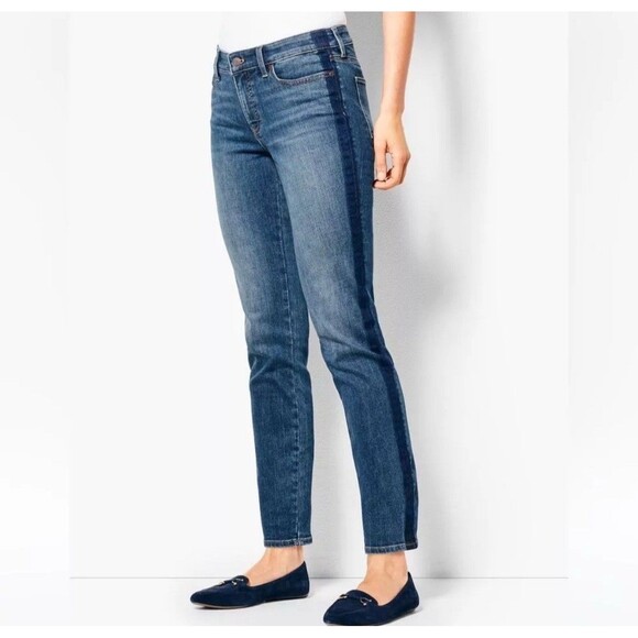 Talbots Women Jean Pant 6 Modern Ankle Striped Side Ribbon Light Wash Casual - Picture 1 of 13